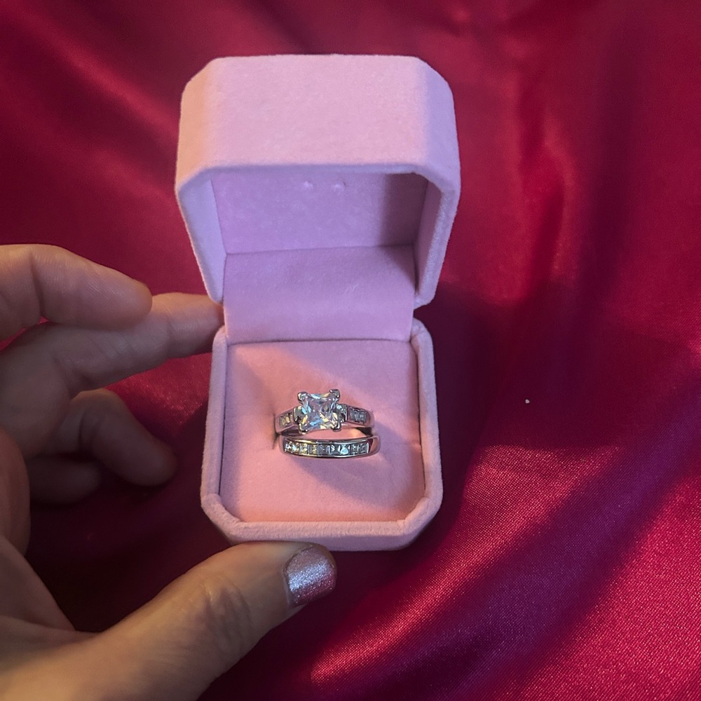 Size 8 Silver Engagement/Wedding Set.